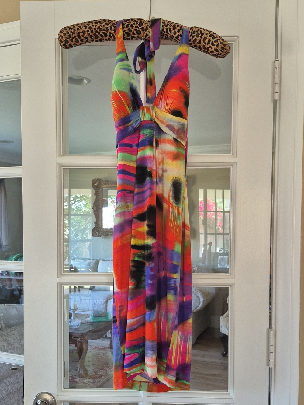 Rare Find Cache Multicolor Halter Maxi Dress - Vibrant Abstract Print